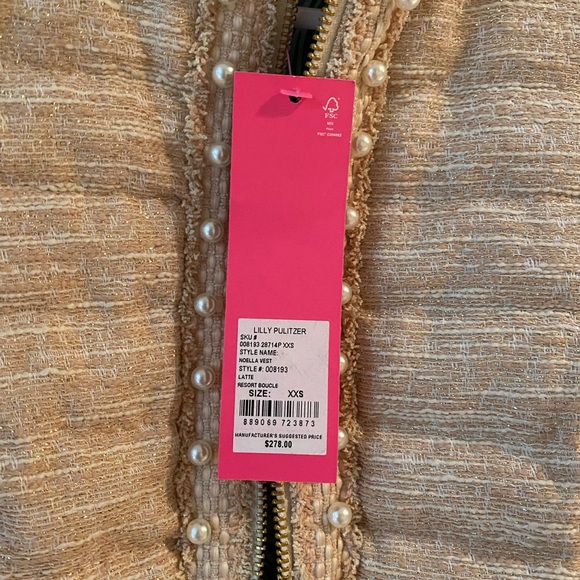 *SOLD* NWT Lilly Pulitzer Noella Vest Latte Resort Boucle - Picture 12 of 13